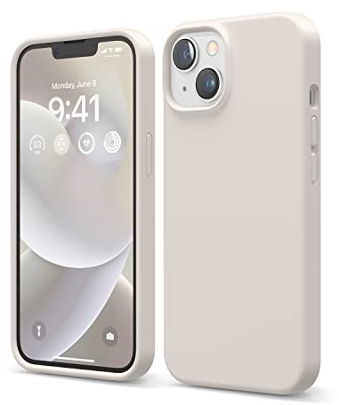elago Liquid Silicone Case Kompatibel mit iPhone 14 Hülle (6.1), Hochwertiges Silikon, Ganzkörperschutz - 4 Schichten stoßfeste Handyhülle, kratzfestes weiches Mikrofaserfutter (Taupe)