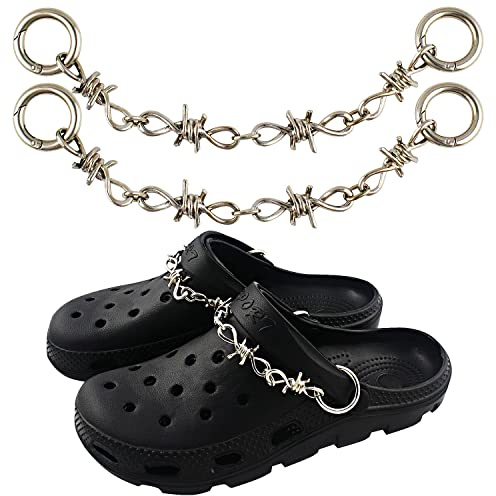 VIQWYIC Metal Twisted Chains Shoe Charms, Fashion Cool Punk Alloy, Decoration for Sandals Clog Accessories