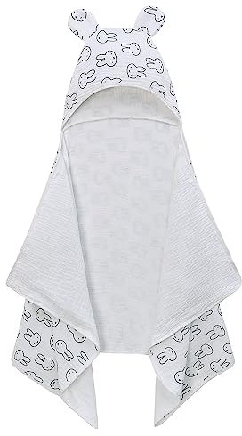 Baby-Badetuch mit Kapuze, 100% Baumwolle, besonders weich und saugfähig, große Größe 70 x 140 cm, Baby-Essentials-Badetuch für Neugeborene, Kleinkinder, Jungen und Mädchen
