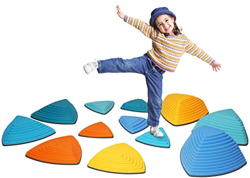 Arkyomi Balanciersteine für Kinder 12 Stück stapelsteine balancieren,Balance Steine groß,Stepping Stones Kids,hügelkuppen Set