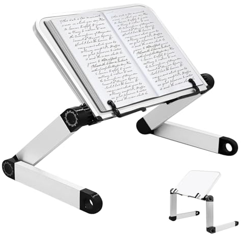 Leggio per Libri - Altezza Regolabile Leggio da Tavolo per Libri con Bracci in Alluminio, Reggi Libro Supporto Libri per Copertine Rigide Spesse, Ricette, Laptop e iPad