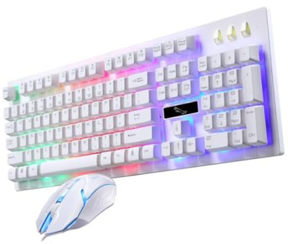 CIYODO 1juego Teclado y Ratón Mecánico USB Set para Gamers Teclado Ergonómico y Ratón Retroiluminación Led Compatible Pc y Laptop