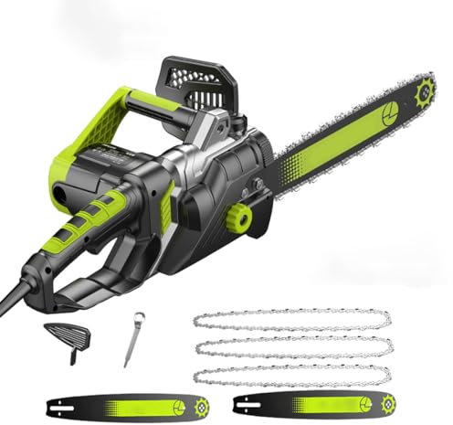 Motosierra eléctrica de 23, Motosierra con Cable de 3,5 kg, engrasador automático, protección contra contragolpes, Tensor de Cadena sin Herramientas, con Bloqueo de Seguridad
