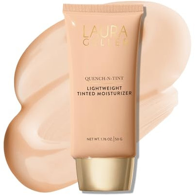 LAURA GELLER NEW YORK Quench-n-Tint Lightweight Tinted Moisturizer, Porcelain/Fair - Sheer to Light Buildable Coverage - Natural Glow Finish - Lightweight Formula with Hyaluronic Acid