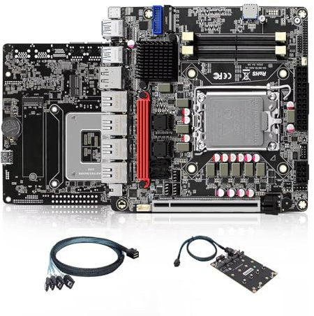 AIOPCWA Q670 LGA 1700 NAS Mainboard 6 Bay, 4 x i226 2.5GbE LAN Mini ITX Motherboard with 6× SATA3.0, 6× NVMe PC Motherboards with DDR5 16GB RAM 256GB SSD, PCIe x16 (with Adapters)