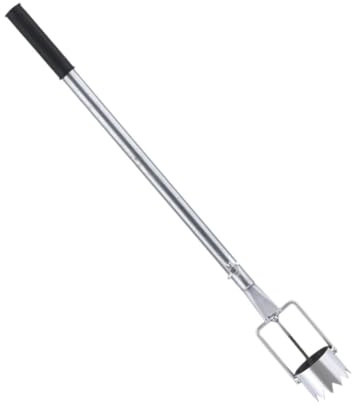TIANYCOD Fioriera per bulbi in acciaio inox con manico retrattile, diametro 16 cm, strumento da giardinaggio per piantare, rimuovere zolle e fori per pellicola di pacciamatura (diametro 5 cm)