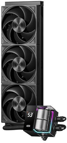 PCCOOLER DS360 Enfriador Líquido AIO para CPU, Monitor Digital de Enfriamiento Líquido, Enfriador Líquido de 360 mm para CPU compatible con AM4, AM5, Intel LGA 1700/1851/20XX (DS360Pro Digital BK)
