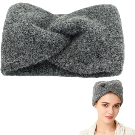 Winter Cable Knit Headbands,Women Ear Warmer Knitted Thermal Twist Headbands for Girls, Head Wrap Winter Shopping Skiing Running Outdoor Sports Party Good Gift (Grey) Y5JCSFD