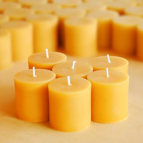 2 x 2 inch Natural Beeswax Pillar Candles Set of 6, Smokeless Dripless Pure Beeswax Candle with Natural Scent for Room Decoration Power Outage Party, Yellow Raw