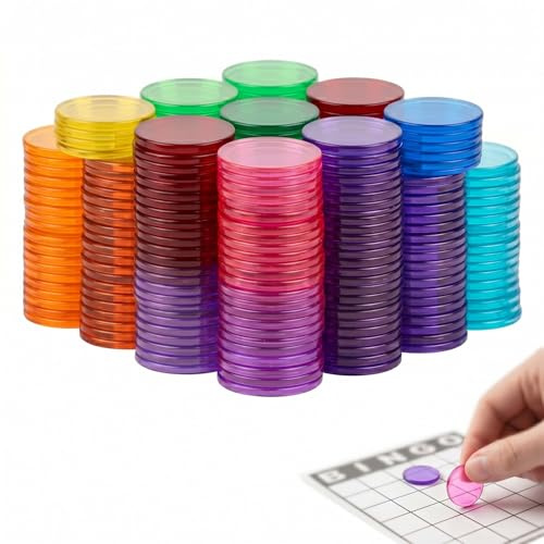 150 Jetons Loto en Plastique, Jetons de Bingo Transparents 19mm, Pions de Loto Multicolores pour Jeux de Société, Tombola et Matériel Pédagogique d'Apprentissage des Mathématiques