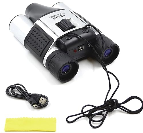 FISHTEC ® Jumelles Caméra Numérique – Enregistre Photos et Vidéos - 10x25 - Grossissement x10 - Champ de 101 à 1000m - A9-3h d'autonomie- Port SD/USB - Capteur numérique CMOS - Compact - Moderne