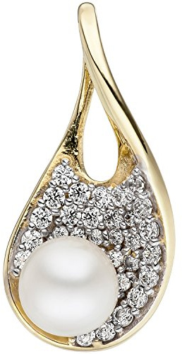 Jobo Damen-Anhänger aus 9 Karat 375 Gold mit Perle und 35 Zirkonia