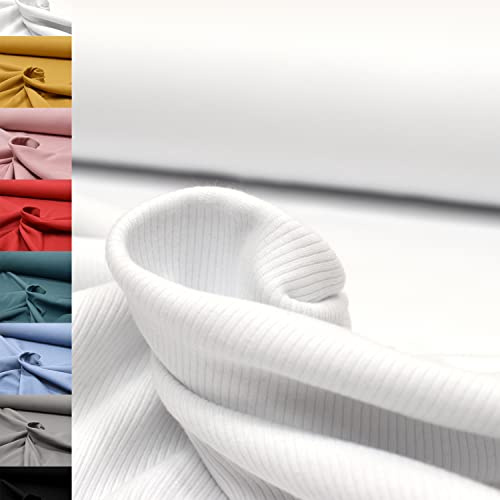 MAGAM-Stoffe Matteo Rippen Jersey Mode Stoff Meterware 50cm (01. Weiß)