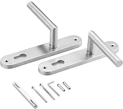 Navaris Maniglia Porta Interna con Placca Lunga - 2x Maniglia a Leva - Maniglie Porte Interne - Maniglie per Porte Interne Acciaio Inox - Perno 8mm