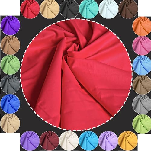Baumwollstoff Meterware Uni Rot 240cm MAXI BREITE 50cm Länge 100% Baumwolle Patchwork Dekostoff Baumwolle Stoffe Einfarbig zum Nähen