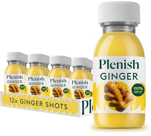 Plenish Immunity Ginger Shots 12 x 60ml | 100% of Your Daily Vitamin C | 100% Natural, Vegan & Gluten Free | No Added Sugar, No Additives, No Preservatives | Perfect Morning & Workout Pick Me Up