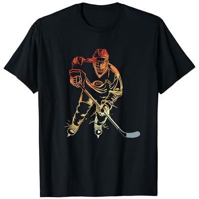 Eishockeyspieler Retro Stil Eissport Eishockeyschläger T-Shirt