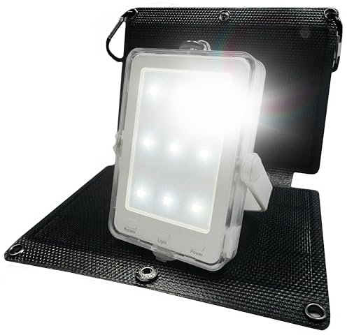 PRAANA Portable Solar Power Bank & Flashlight with 7W Panel – 3in1 Survival Kit | 5000mAh USB-C Charger & 800-Lumen Light | Must-Have Power Backup for Home, Power Outages & Camping | iPhone & Android