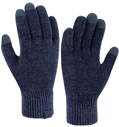Bequemer Laden Mujeres Invierno Guantes Termicos Tactiles Chenille Puños Elásticos Guantes de Punto para El Frío Regalo Mujer