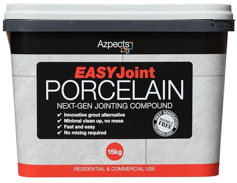EasyJoint Porcelain Patio Sand Ready Mixed Paving Jointing Compound For Outdoor & Indoor Porcelain Tiles. 15Kg Strong And Durable With Ready To Use, Easy, Dry Application - Silver