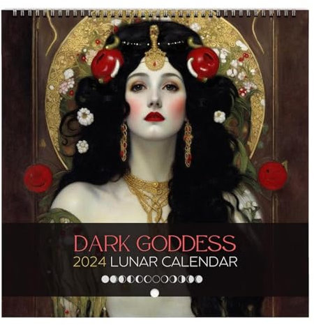 2024 Mondkalender – Göttin Astrologie Wall Art 2024 Kalender Mondphase, Wandkalender 2024 | Hängende Astrologie-Dekorationen, Mondkalender 2024 für Wohnzimmer, Schlafzimmer