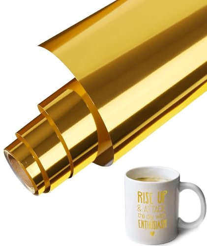 Gold Vinyl, Roll Self Adhesive 118 X 11.8in for DIY Crafts, Home Decor, Windows, Mirrors, and Office Decoration, Gold Permanent Vinyl Sheets for Cutting Machines