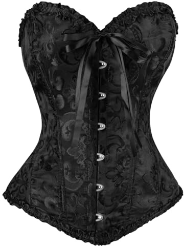 AUYAO Corsetto Donna Nero Elegante, Bustino Shapewear Lingerie, Corsetto Stringivita Regolabile per Donne, Corsetti per Feste, Matrimonio, Halloween, Cosplay, Modellante e Confortevole (S-XL)