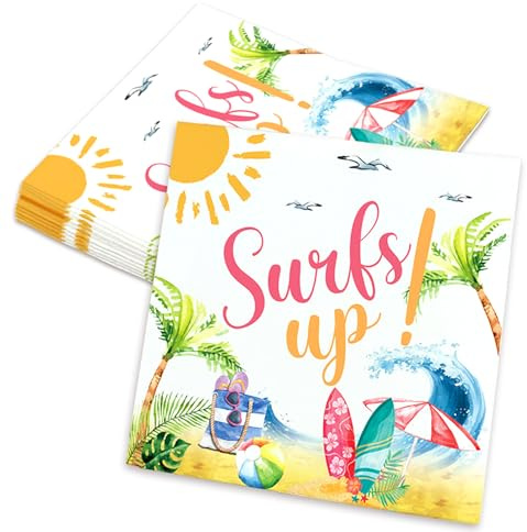 décoration fête surf serviettes rose accessoires été plage hawaïenne anniversaire thème plage déco surf party