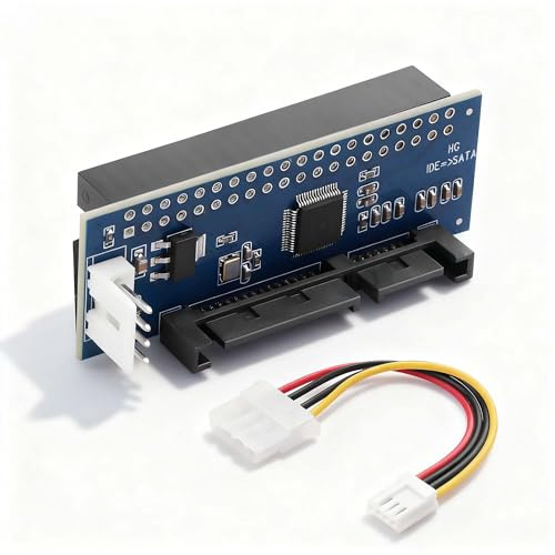 ELFJMZP Adaptateur IDE vers SATA 40 broches, convertisseur PATA haut débit 480 Mbps, Plug & Play, aucun pilote nécessaire, câble d'alimentation MOLEX 4 broches de 12 cm pour disque dur et lecteur