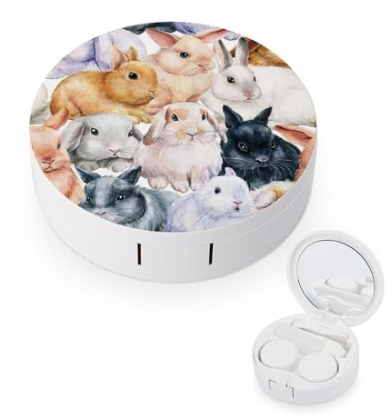 fkgvwo Contact Lens Case Cute Rabbits Contact Lens Box Travel Kit Portable for Travel & Home
