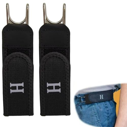BAAQII 2 st metallkrok elastiskt bälte utan spänne, unisex bälten utan spännen, justerbar, osynlig midjerem för män kvinnor