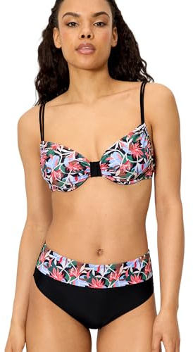 YSABEL MORA. Conjunto De Bikini Reductor, Estampado Tropical Copas C Y D. con Aro. Tirantes Regulables Y Espalda Anatómica. Braga Alta Reductora. Colección Island.
