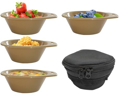 Bol para Acampar | Boles Apilables con de Transporte | Set de 4 Boles de Cocina | Para Mochileros Picnic Exterior Interior Cocina Hogar Comida Cena Barbacoa Playa