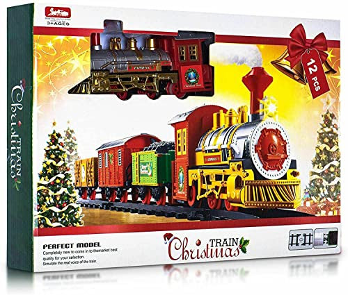 Unibos Deluxe Christmas Train Set With Realistic Sounds & Light Battery Operated 330cm Long Track