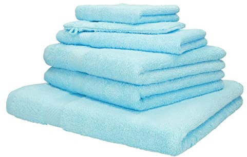 Betz 6-TLG. Handtuch-Set Palermo 100% Baumwolle 1 Liegetuch 2 Handtücher 1 Gästetuch 1 Waschhandschuh 1 Seiftuch Farbe türkis