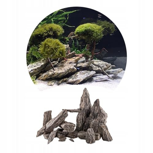 TM Aquatix Aquarium Stones Fish Tank Rocks Natural Decoration - Redy Set - Perfect for Aquacaping Caves Shelters - Improves Water Parameters (2kg (30cm Set), Wood Stone)