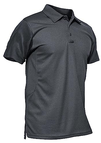 KEFITEVD Army Poloshirt Herren Sommer Leicht Airsoft Paintball Oberteil US Army Uniform Jagd Tshirt Kurzarm Wandershirt Outdoor Sport Polo Shirts Männer Dunkelgrau L