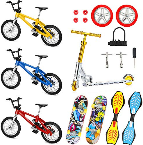 Sumind 18 Pcs Mini Finger Toys Set Finger Skateboards Bike Scooter for Kids