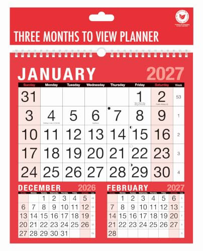 2027 Calendar Three Months to View
