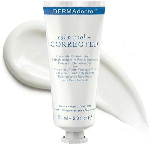 DERMAdoctor Ceramide Cream with Vitamin C E + Ferulic Acid | Barrier Repair Moisturizer for Face; Dermatologist Formulated Fragrance Free Age Fighting Face Cream for Sensitive Skin - 55 ml