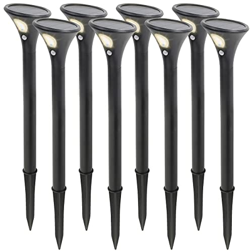 Lunartec Solarleuchte Wegeleuchte: 8er-Set Design-Solar-Wegeleuchten, Licht- & Bewegungssensor, warmweiß (Wegeleuchten mit Bewegungsmelder, Gartenweg-Beleuchtung Solar, Gartenleuchte Standleuchte)