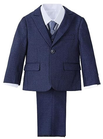 Lito Angels Blau Smoking Anzug Anzüge und Sakkos für Kinder Jungen, 5 Teilig Set mit Blazer und Weste Größe 6-7 Jahre 122 (Tag-Nummer 07)