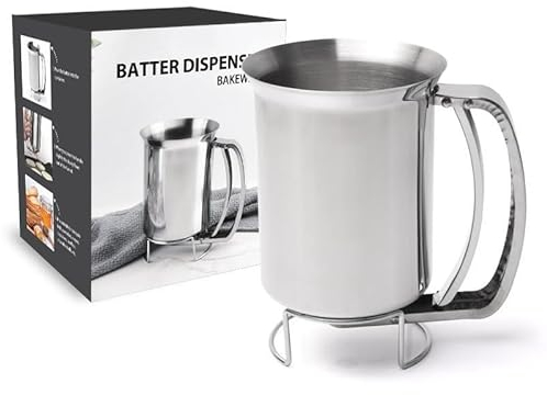 PIQIUQIU Dispensador de masa de acero inoxidable para tartas, dispensador de masa, herramienta para hacer pasteles, panqueques, magdalenas, gofres, 900 ml