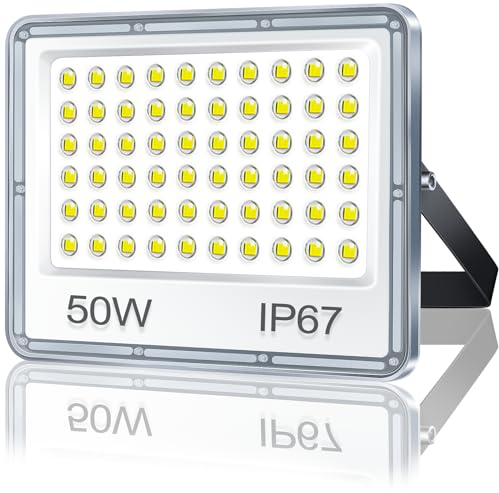 TASINUO LED Strahler Außen 50W, 5000LM Superhell Fluter Außen, IP67 Wasserdicht Aussenstrahler, 6500K Kaltweiß Außenstrahler LED Scheinwerfer für Garten, Garage, Hof, Fabrik, Werkstatt, Türen