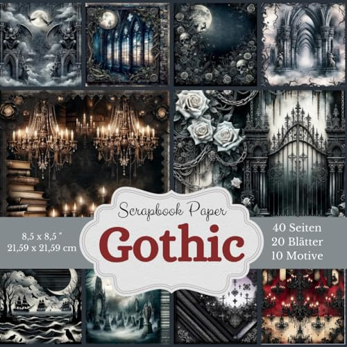 Scrapbook Papier Kollektion: Mystische Gothic Welt: 10 verschiedenen mystischen Gothic-Designs, 20 Blätter doppelseitig bedruckt (40 Seiten insgesamt). Größe: 21,59 x 21,59 cm (8,5 x 8,5 Zoll)