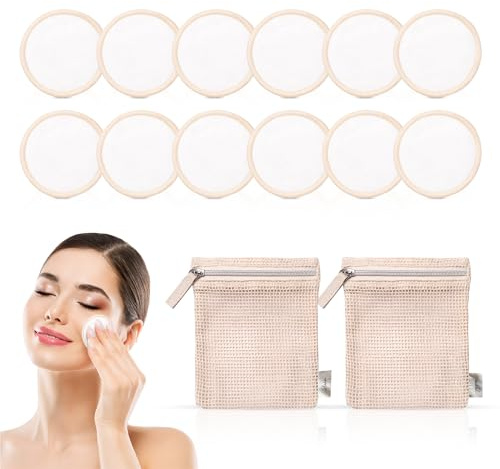 Sika Natural | 100% Organic Reusable Round Makeup Removing Pad | 12 Count Including 2 Bags