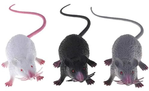 Fake Mouse 3PCS 1,7x8,7 pouce faux rat de souris réaliste effrayante avec un rat en plastique en PVC polyvalent à longue queue pour des trucs de farce, des jouets de chat, une fausse souris