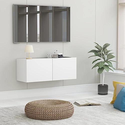 FENLAX Armario de pared para salón, color blanco, 80 x 30 x 30 cm, material de madera, armario versátil con 2 compartimentos, dormitorio, baño, estantería, TV, armario colgante