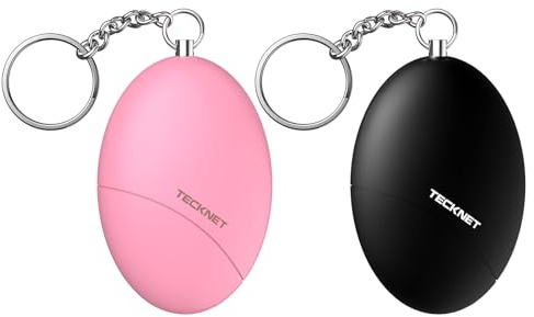 TECKNET Personal Alarms for Women, 2 Pack Keychain Safety Device | 140dB Loud Siren, IP44 Waterproof ABS, Portable Keyring, Easy Pull Pin Activation, For Girls Kids Elderly