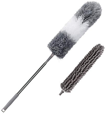 Spolverino per Polvere di 255cm Estensibili, Spazzola di Piume in Microfibra con Testa Piegabile per la Pulizia del Ventilatore a Soffitto, Tastiera, Mobili, Vagabondo